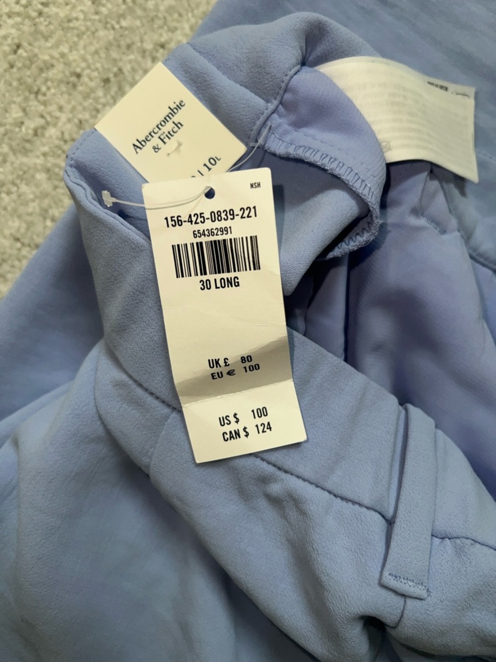 Abercrombie & Fitch Light Blue High-Rise Trousers - Picture 2 of 6